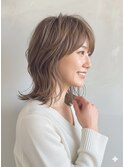 ワンカールパーマ×ミディアムレイヤー