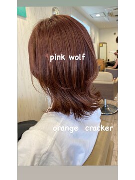オレンジクラッカー(Orange Cracker) 【リアルサロンワーク】ピンクカラー×ウルフ