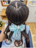 ハート型編みこみハーフアップ