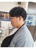 松山市　メンズヘア　黒髪 × スパイラルミックスパーマ○