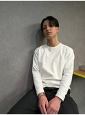 ブルーブラック韓国マッシュセンターパートスリックバック