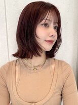 トリコ ショップアンドヘアサロン(tricot shop hair salon)&nbsp;外はねぱつんとロブ◎ボルドーブラウン