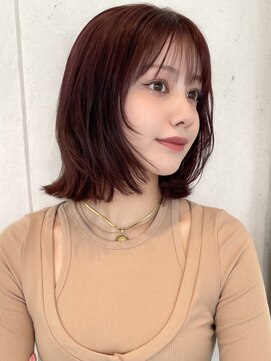 トリコ ショップアンドヘアサロン(tricot shop hair salon) 外はねぱつんとロブ◎ボルドーブラウン