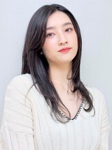 サロン ハナノ(Salon Hanano) ロングレイヤーミニウルフホワイトグレージュ前髪あり前髪なし