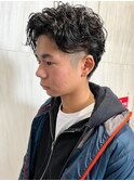 外国サッカー選手風2ブロック×強め毛流れパーマ!!