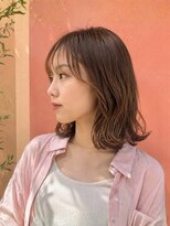 ルシードスタイル ラルーチェ(LUCIDO STYLE La Luce)&nbsp;外ハネボブ外ハネミディアム抜け感ボブダークカラーノンパーマ