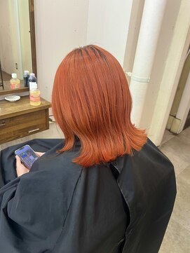 アジールヘア 北千住駅西口店(agir hair) ダブルカラーオレンジベージュビビットオレンジ【北千住】