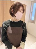 *滝田*顔まわり小顔似合わせショートカットボブ暖色ブラウン人気