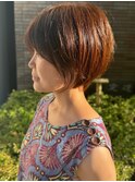 小顔カットショートボブ大人可愛いアッシュオリーブ