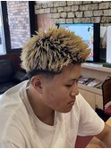 ハイトーンスパイキーショート×テーパーフェード
