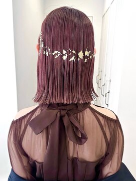 ガーデンヨコハマ(GARDEN YOKOHAMA) ヘアアレンジセット金箔タイト暖色ピンク切りっぱなしミディアム