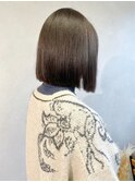 透明感カラーグレージュミディアムボブ＊赤み消しカラー