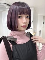 ニュアージュ 表参道 南青山(Nuage’) バイオレットピンクメルティーカラー/似合わせカットパーマボブ