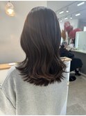 桑名ロングレイヤーカットロングヘアピンクブラウンカラー韓国