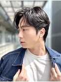 センターパート ニュアンスパーマ 前下がり ショート