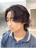 渋谷緩めスパイラルパーマメンズボブウルフニュアンスパーマ