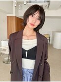 ココアベージュ/黒髪/クラゲヘアー/オリーブグレー/ボブ/表参道