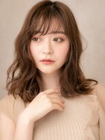 モッズヘア 越谷(mod's hair) ココアブラウン/ふわふわミディアムレイヤー/顔周りカットe