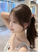 韓国ヘア/くびれミディ/後れ毛/顔まわり/レイヤーカット