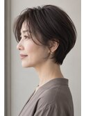 大人美シルエットショートボブ/府中白髪染めカラー
