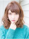 フェミニンカール小顔くびれミディゆるふわ質感