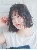 透明感ボブに外ハネニュアンスパーマ