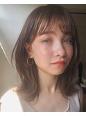 葛西 こなれミディ レイヤーカット フォギーベージュ 前髪