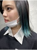 新髪質改善×インナーカラー×水色×トリートメント