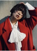 くせ毛多毛ハンサム顔周りレイヤー黒髪ショートボブマッシュ