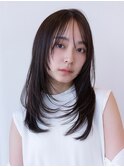 20代30代大人かわいい小顔くびれレイヤーカット黒髪前髪韓国風