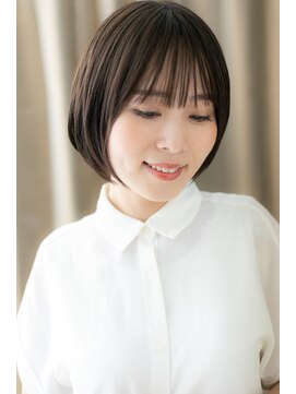 カバーヘア ブリス 川口(COVER HAIR bliss) 小顔補正カット前下がり黒髪丸みボブショートY川口30代40代