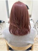 say.イメチェンミディアムレイヤーワイドバングピンクベージュ