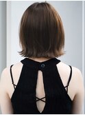 ☆くびれヘアプリコットオレンジハイライトカラーボブパーマ小顔