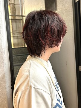 エクテ(ecouter) メンズライクマッシュショートパーマエンドカラーレッド