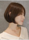くせ毛多毛ショートボブ前下がり顔周りレイヤーシースルーバング