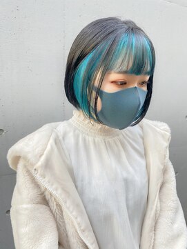 シェーン(schon) 【schon】前髪×インナーカラー×ブルー×グリーン