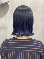テトヘアー(teto hair) ボブ　青カラー　グラデーションカラー　切りっぱなしボブ　黒