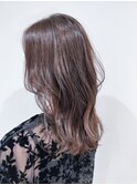 セミロングスタイル　アプリコットベージュブラウン