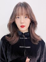 アルバム 池袋(ALBUM) ワンホンヘアミディアムロング_グレージュカラーボブ_39127