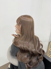 切りっぱなしボブ/エアリーロング/美髪/ピンクブラウン/髪質改善