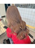 韓国ヘア顔周りレイヤーミルクティーベージュグレージュカラー