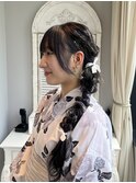 ロングを活かした編み下ろし浴衣ヘア♪