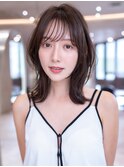 ミディアムくびれヘア顔周りレイヤーカット髪質改善縮毛矯正
