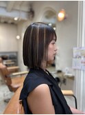 切りっぱなしボブ×ハイライト
