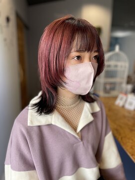 ティック 福井鯖江店(tic.) デザインカラーでお悩みの方にお勧め/ピンクカラー/ウルフヘア