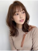 20代30代40代 ココアブラウン 大人かわいいミディアムレイヤー