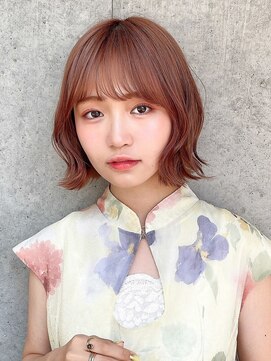 サロウィンフレンテ 新宿三丁目(SALOWIN Frente) 石塚／ピンクベージュくびれウェーブボブ10代20代30代新宿韓国風