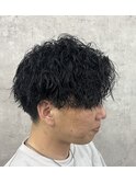 マッシュ刈り上げメンズツイストスパイラルパーマ