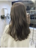 大人可愛い透明感ブリーチなしオリーブグレージュレイヤー