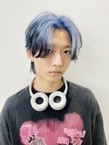 ペールブルー×センターパートデザイン